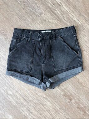 Free People High-Rise Black Denim Shorts